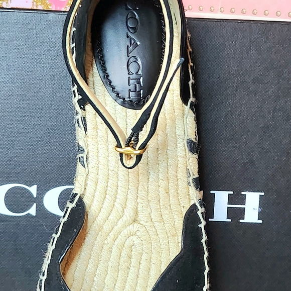 COACH Dillon Black Suede Espad Flatform Sandals NWB Sz 6 - Picture 6 of 9